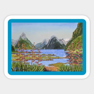 A clear day in Milford Sound, New Zealand Sticker